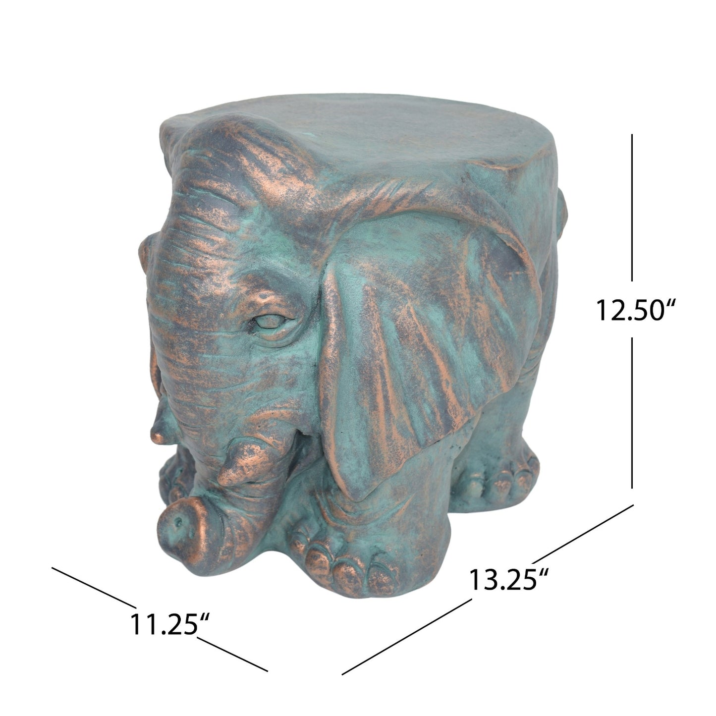 Elephant Garden Stool, Copper Patina