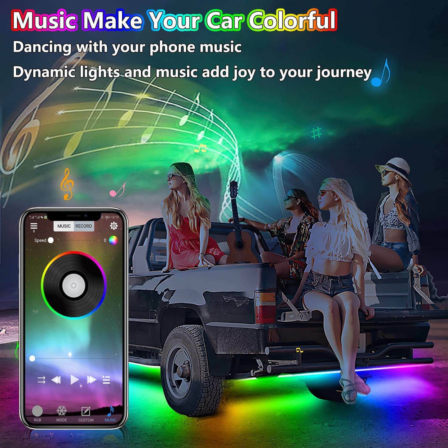 6x Car Underglow Neon Accent Strip Lights Kit RGB