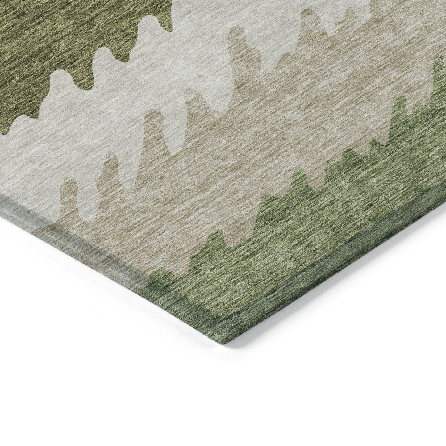 5' X 8' Green And Beige Striped Washable Indoor Outdoor Area Rug-3