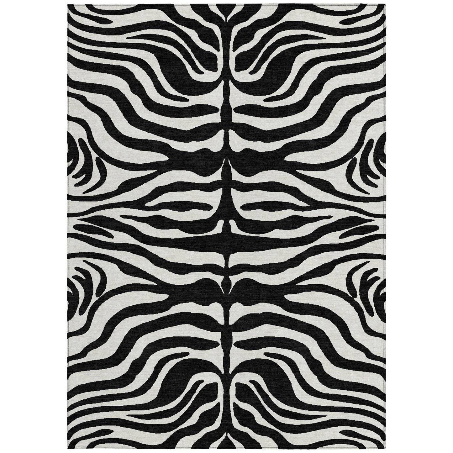 9' X 12' Black And Ivory Animal Print Washable Indoor Outdoor Area Rug-5