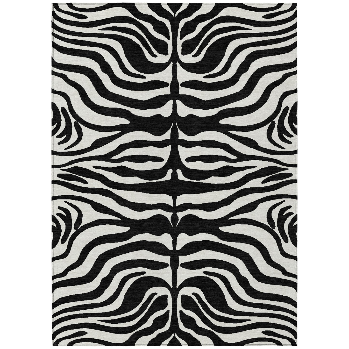 9' X 12' Black And Ivory Animal Print Washable Indoor Outdoor Area Rug-1