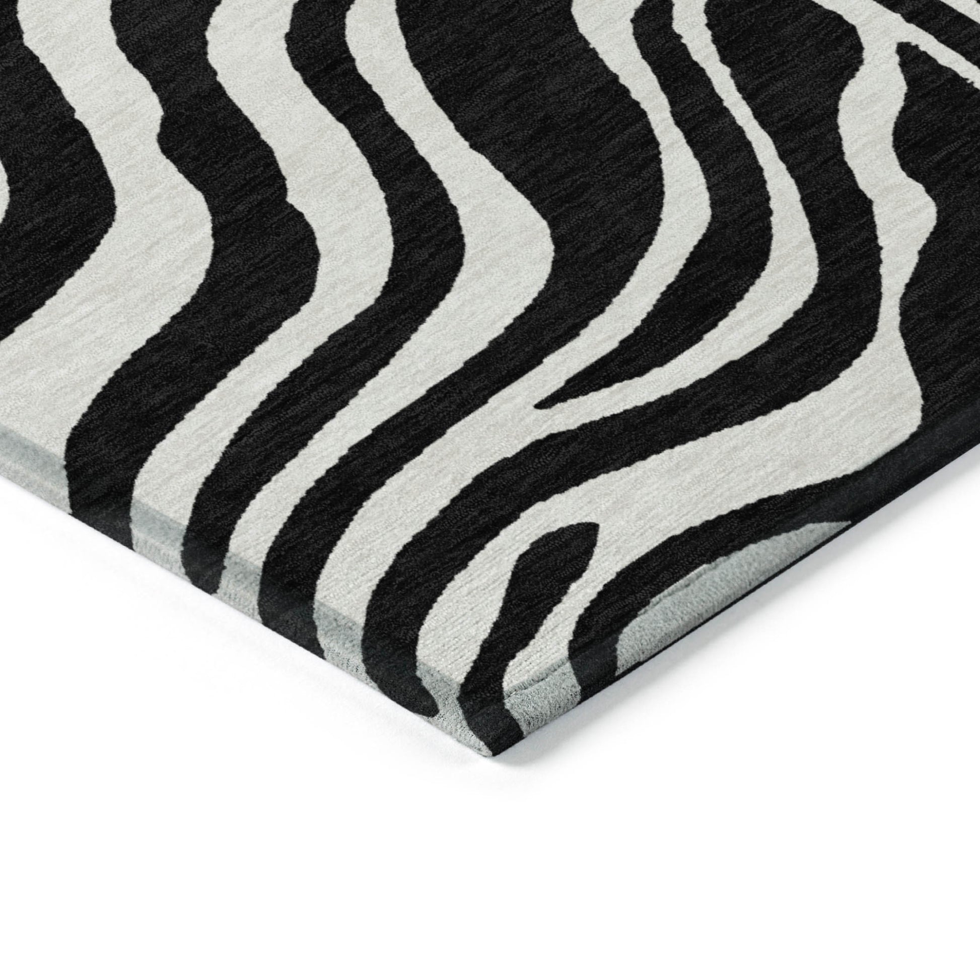 9' X 12' Black And Ivory Animal Print Washable Indoor Outdoor Area Rug-3