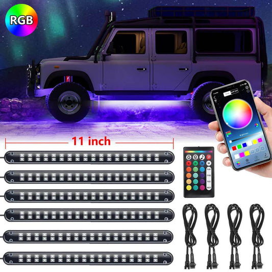 6x Car Underglow Neon Accent Strip Lights Kit RGB