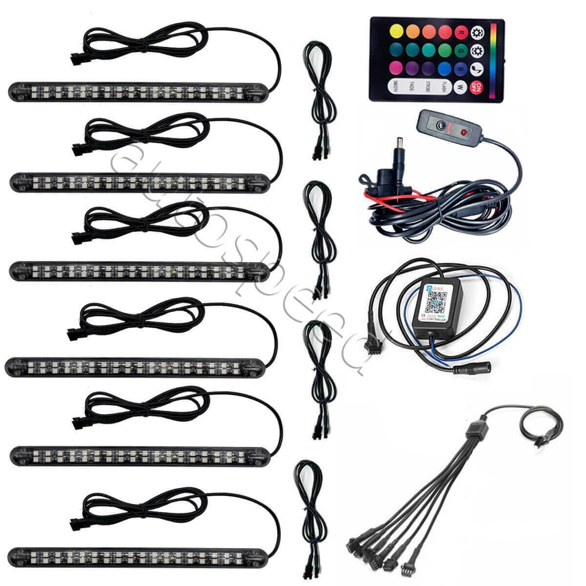 6x Car Underglow Neon Accent Strip Lights Kit RGB