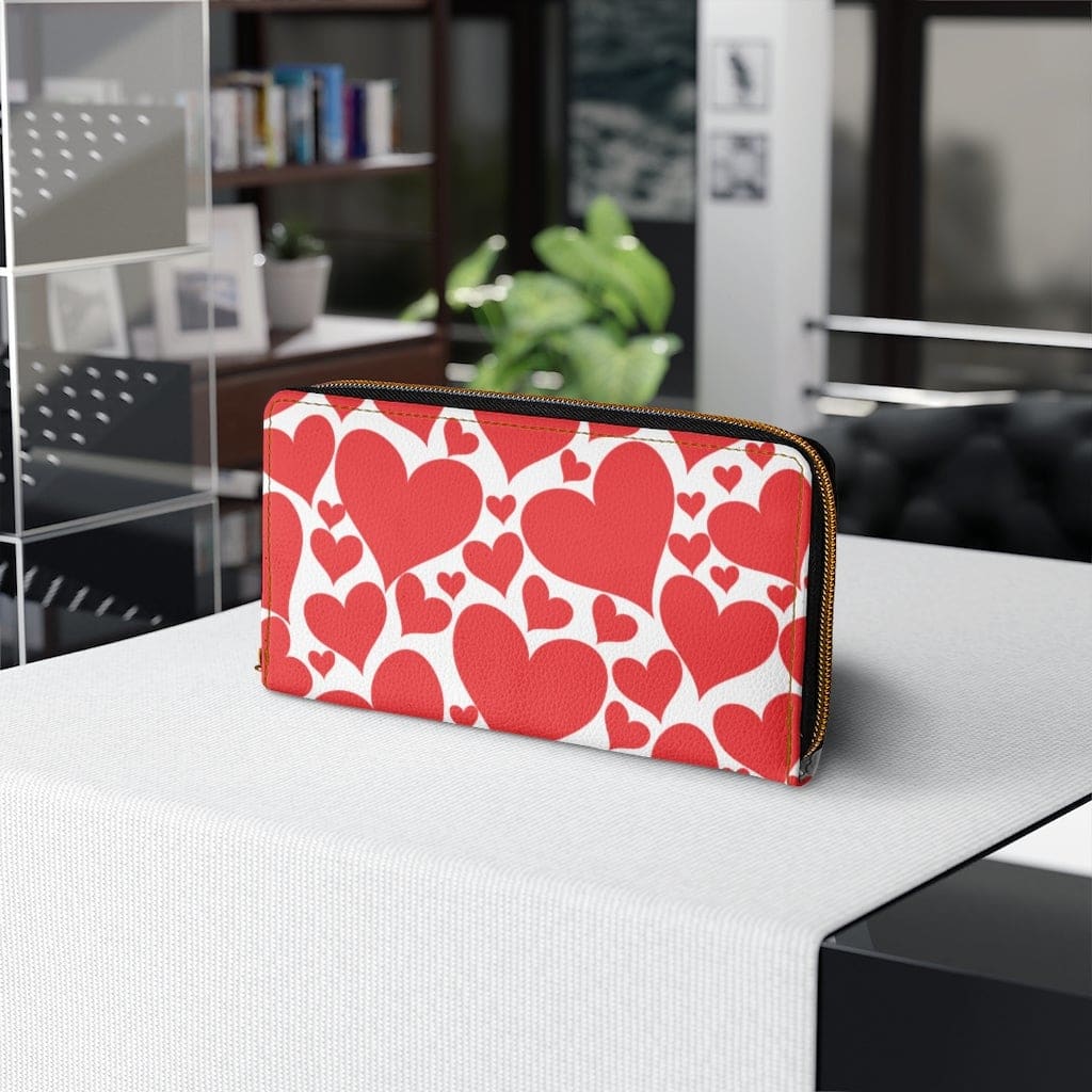 Womens Wallet - Zip Purse - Love Red Hearts-3