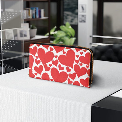 Womens Wallet - Zip Purse - Love Red Hearts-3