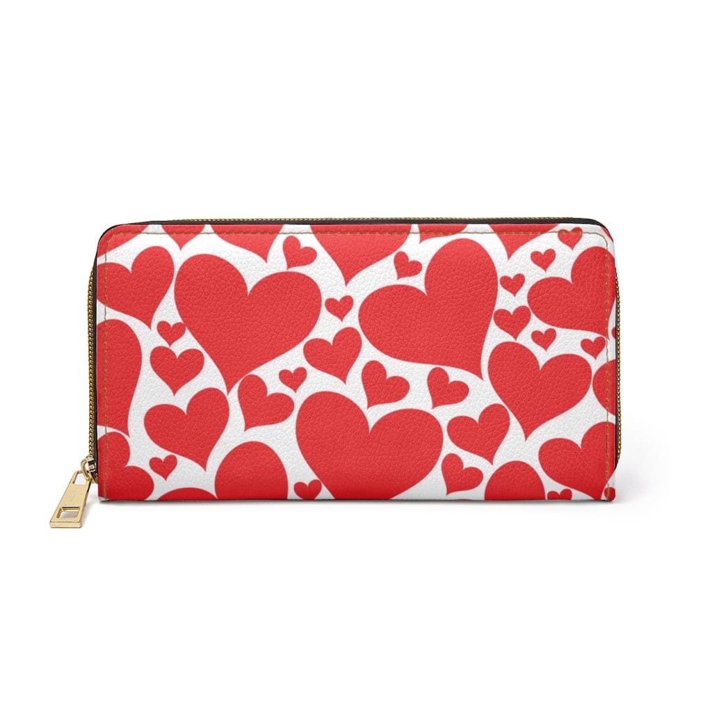 Womens Wallet - Zip Purse - Love Red Hearts-0