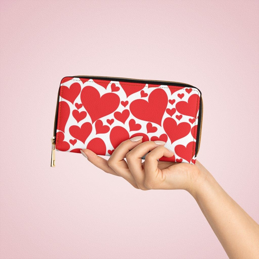 Womens Wallet - Zip Purse - Love Red Hearts-2