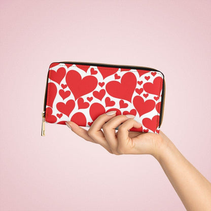 Womens Wallet - Zip Purse - Love Red Hearts-2